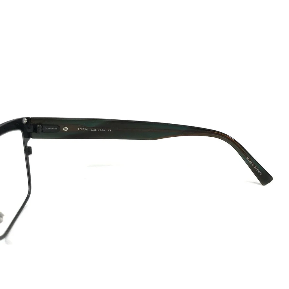 Tom Davies Eyeglasses Frames TD754 Col. 2266 Matte Black Blue Horn 57-18-145